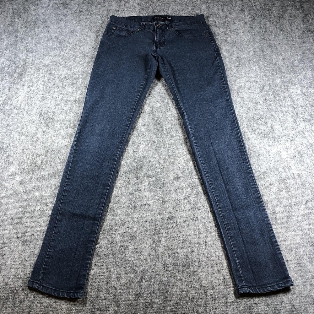 True Rock Jeans Womens 3/4 Blue Skinny Stretch Embroidered Butterfly Pockets
